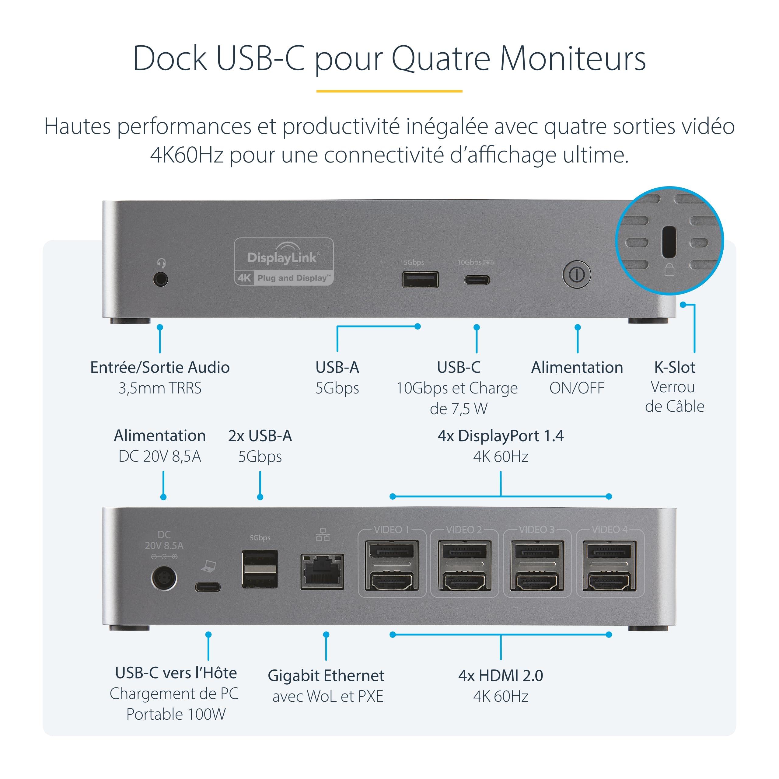 startech-com-dock-usb-c-quadruple-4k-60hz-displaylink-100w-gbe-pour-macbook-m1-m image 3