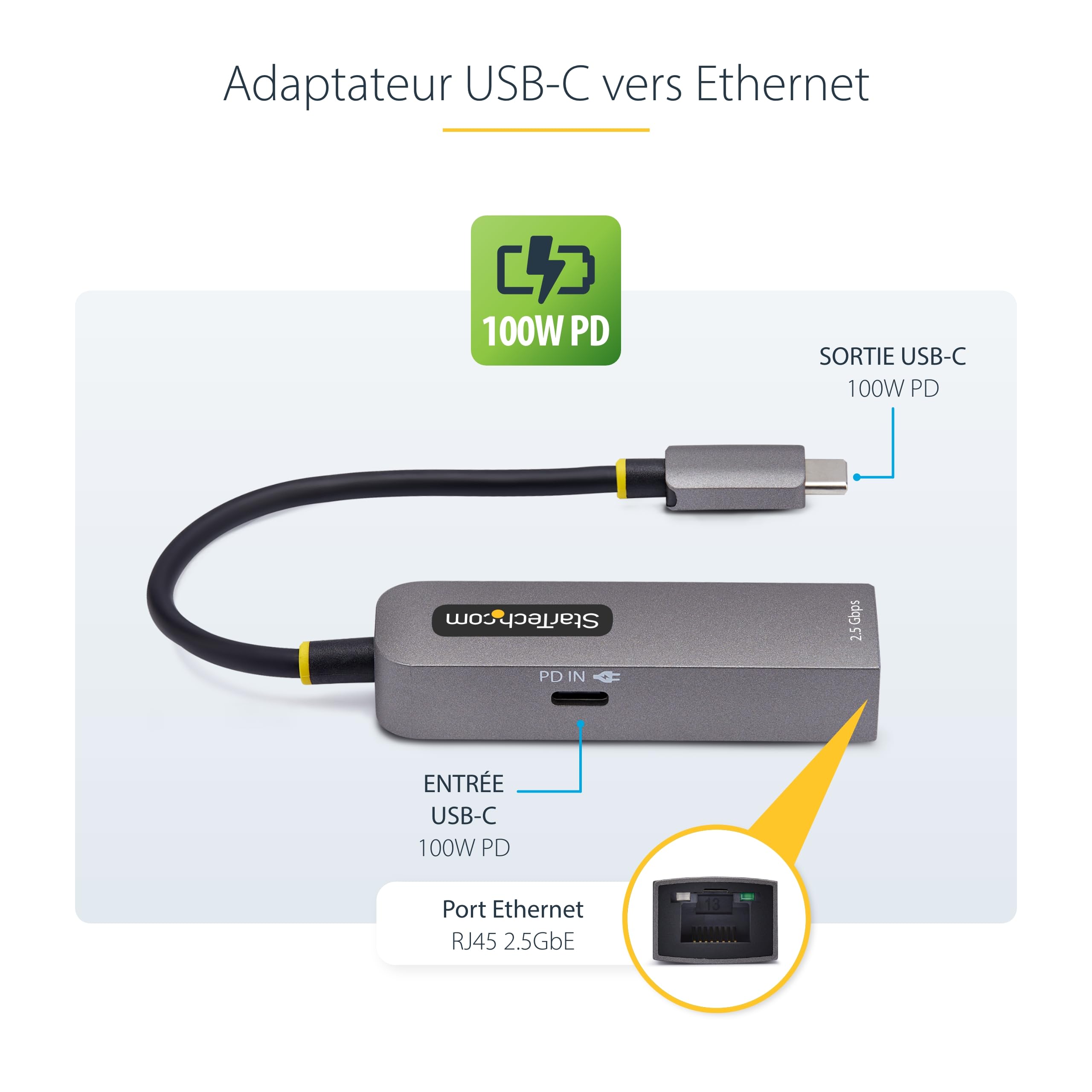 startech-com-adaptateur-usb-c-vers-ethernet-2-5gbe-100w-pd-nbase-t image 2