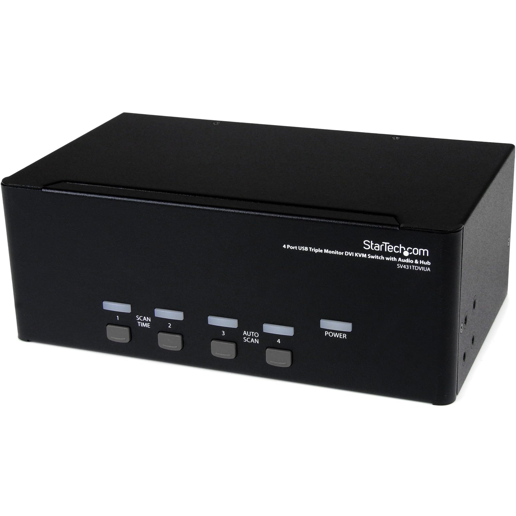 startech-com-switch-kvm-dvi-triple-cran-4-ports-avec-audio-et-hub-usb-2-0 image 1