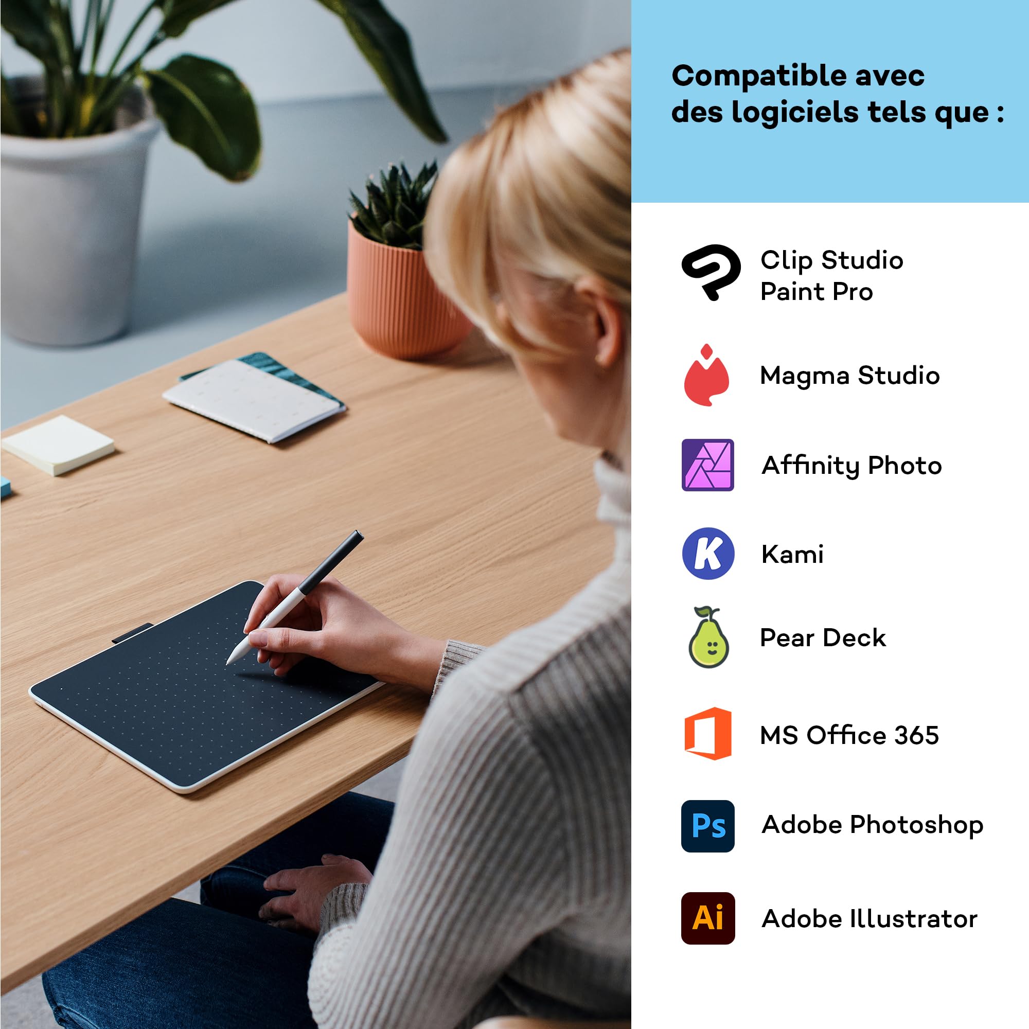 wacom-one-medium-tablette-graphique-bluetooth-stylet-sans-pile-ctc4110wl image 5