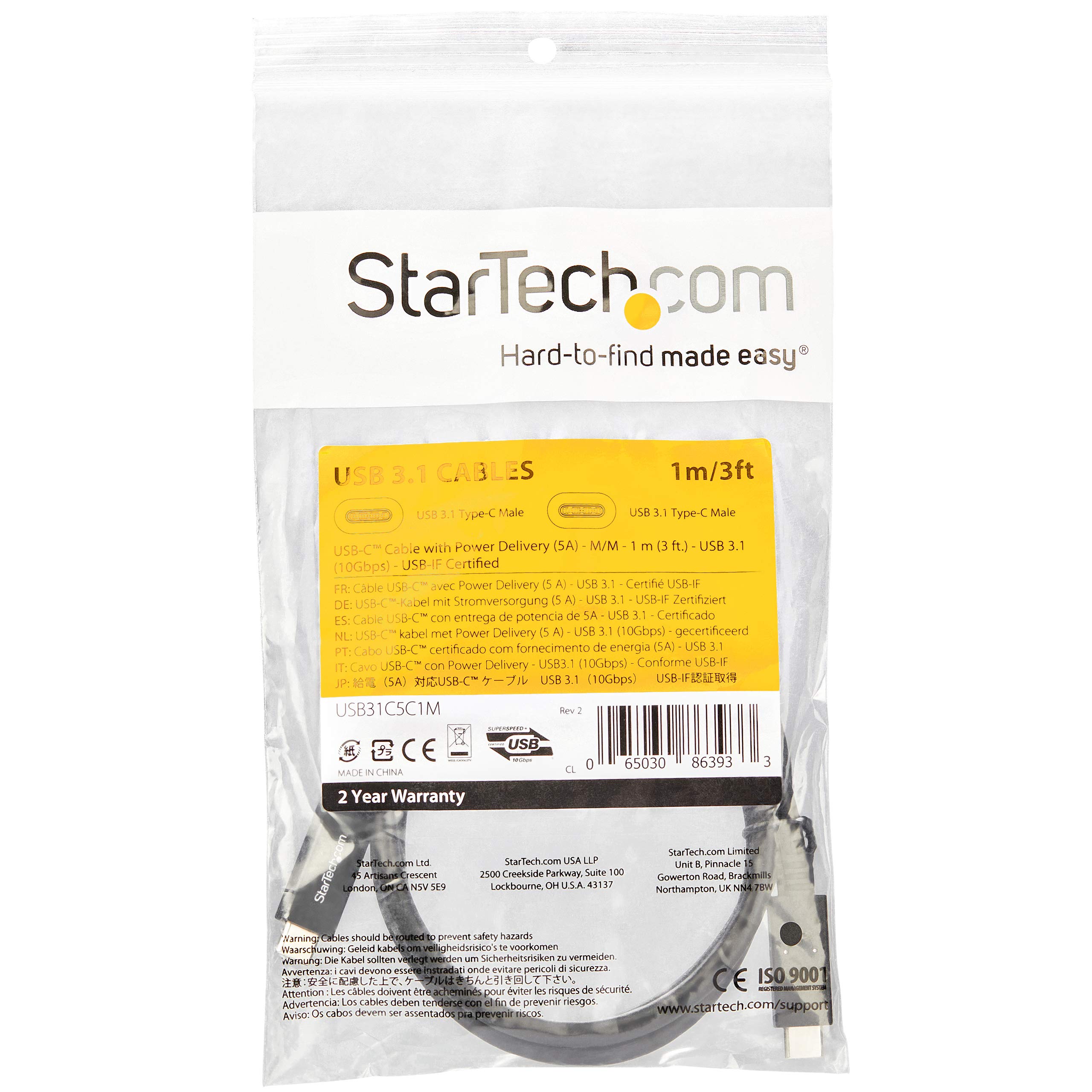 startech-com-c-ble-usb-c-1m-usb-10gbps-100w-pd-8k-60hz-certifi-usb-if image 4
