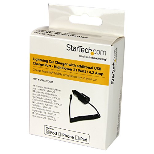 startech-com-usblt2pcarb-chargeur-voiture-double-lightning-usb-21w-noir image 6