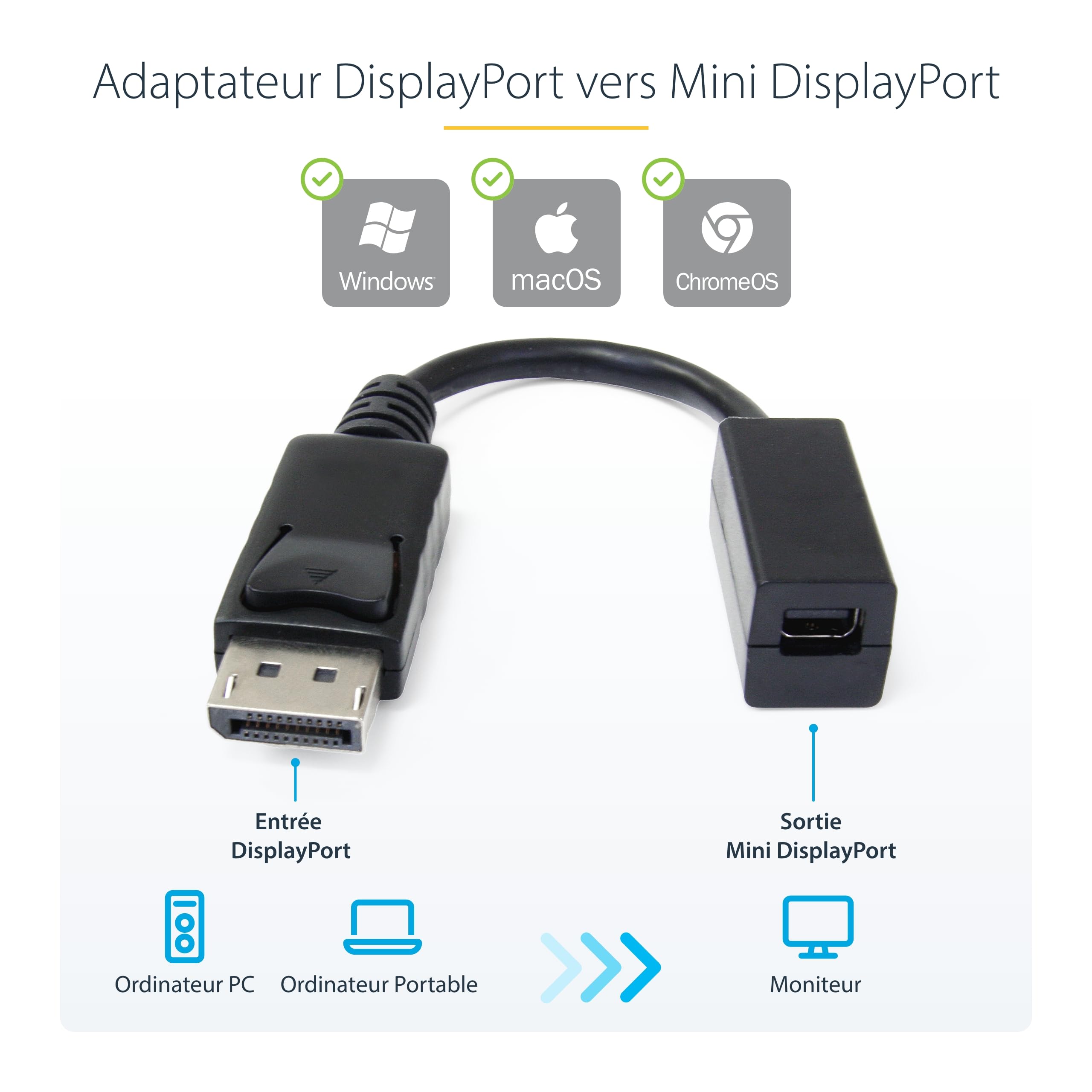 startech-com-dp2mdpmf6in-adaptateur-displayport-vers-mini-displayport-15-cm-4k image 2