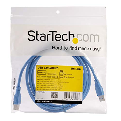 startech-com-c-ble-superspeed-usb-3-0-type-a-vers-type-b-m-m-1-8m-bleu image 6