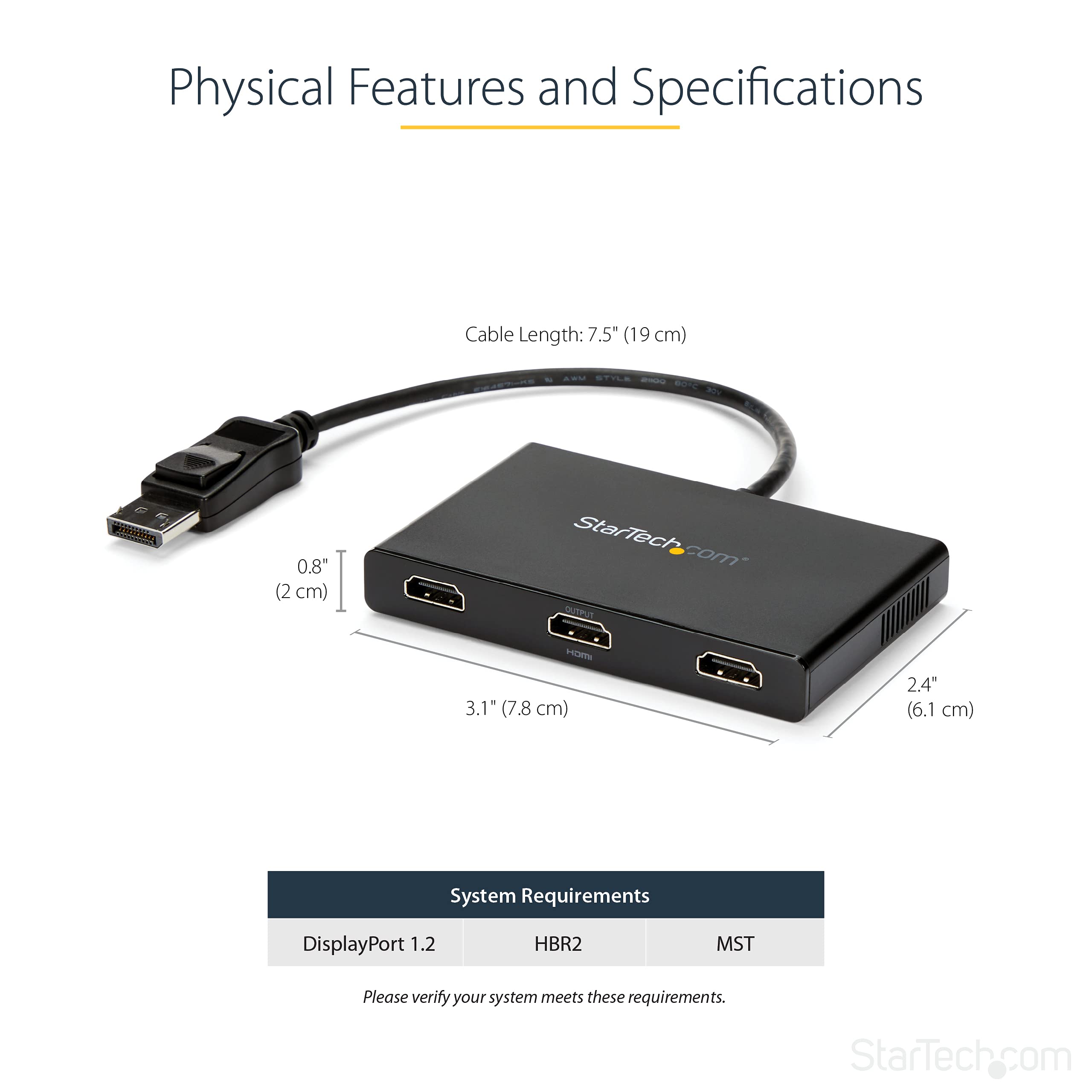 startech-com-hub-mst-displayport-1-2-vers-3x-hdmi-triple-1080p-4k-30hz image 3